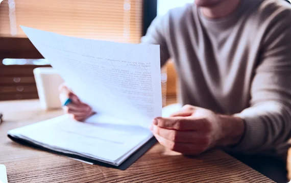 Person reading terms and conditions